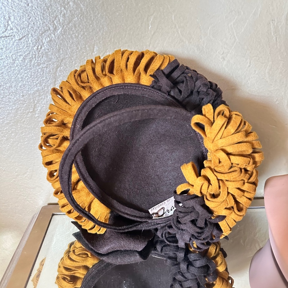 RARE 1930's BROWN/GOLD FELT TILT HAT - Picture 12 of 13